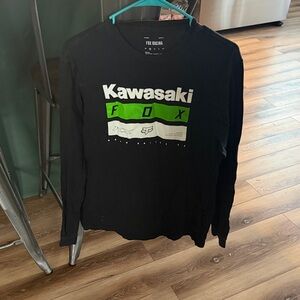 Fox Racing Black Tee with White Kawasaki Graphic